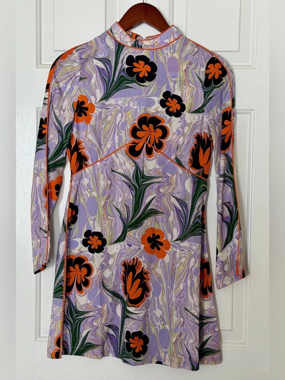 Untitled in Motion Floral Mini Dress XS Tencel Mock Neck Retro Mod NWT Summer - Picture 3 of 13